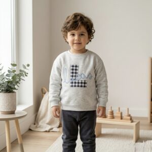 SUDADERA NIÑO/A PERSONALIZADA CON LETRA + NOMBRE (3 meses–12 años)