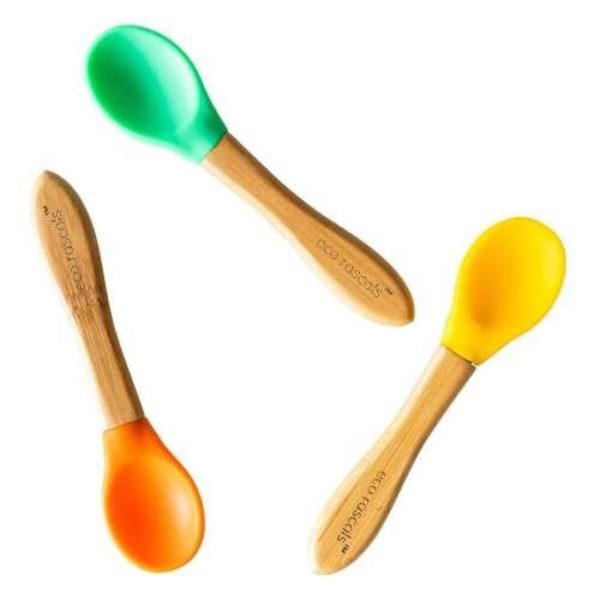 Cucharas bamboo ECO RASCALS verde-naranja-amarillo