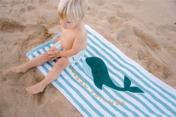 Toalla playa Seashells y Rayas Surf Azul Little Dutch - Imagen 3