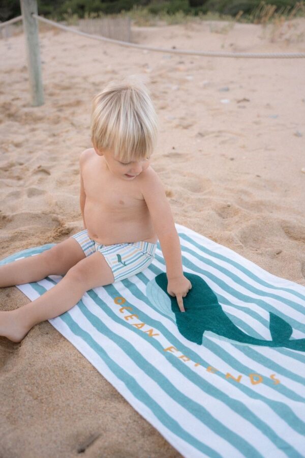 Toalla playa Seashells y Rayas Surf Azul Little Dutch - Imagen 4