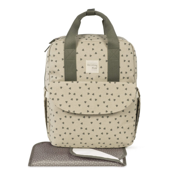Mochila Corazones Poppy Musgo Walking Mum - Imagen 2