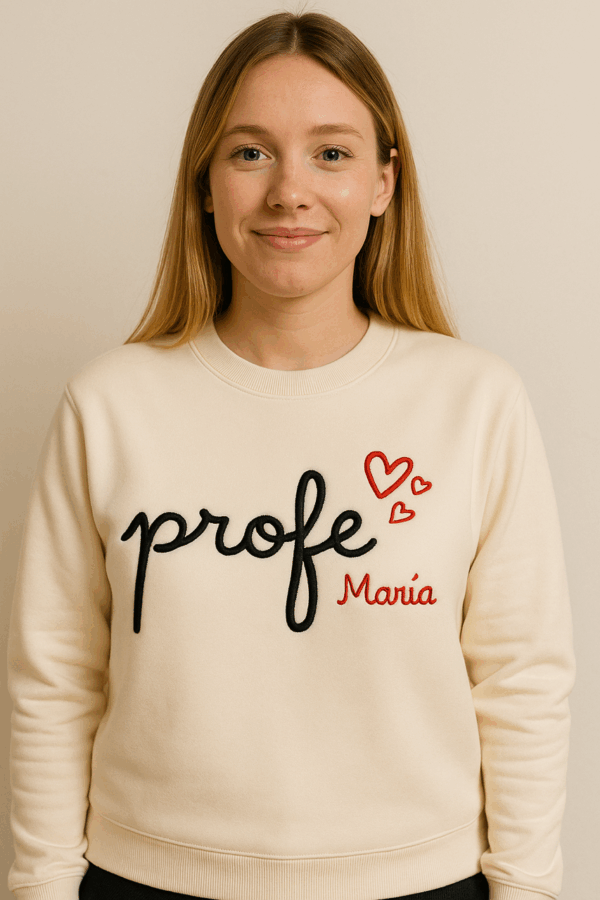 Sudadera personalizada Bordada Profe Corazón