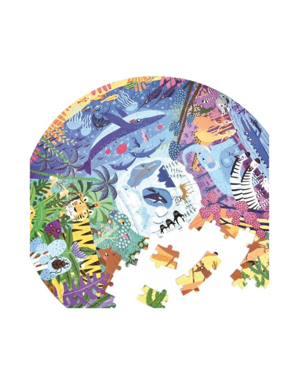 Puzzle circular de animales por el mundo Mideer - Imagen 2