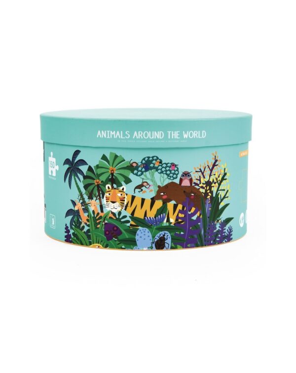 Puzzle circular de animales por el mundo Mideer
