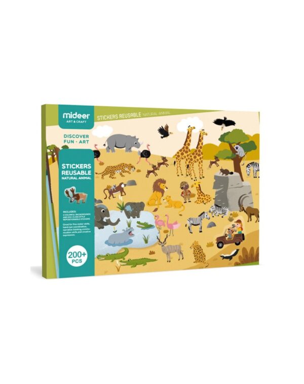 Pegatinas reutilizables de la naturaleza animal Mideer