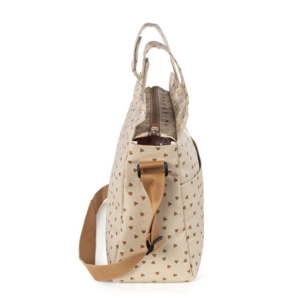 BOLSA CANASTILLA CORAZONES POPPY CANELA - Imagen 2