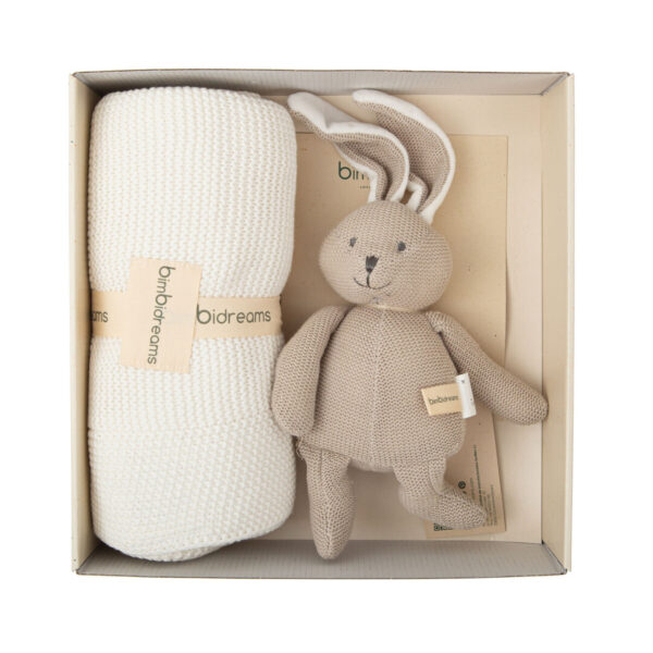 Caja de Regalo nº 2 - Manta y peluche Conejo Tricot Basics Bimbidreams