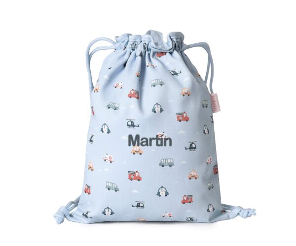 Mochila Saco Tela City Cars Personalizable - Imagen 2
