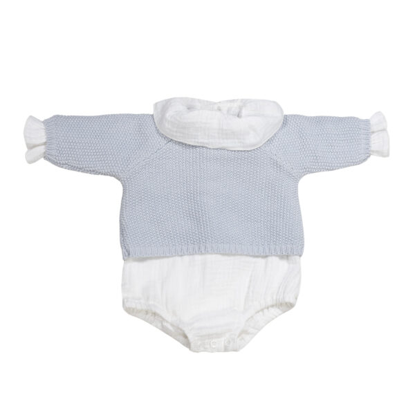 Set Tricot Jersey + Ranita + Body Bámbula Azul 0-1 M 56CM - Imagen 2