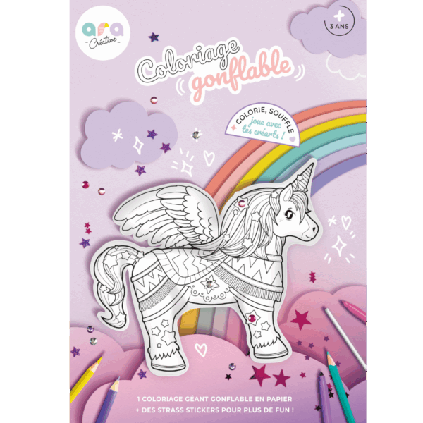 Unicornio: 1 inflable gigante + pegatinas brillantes - Imagen 2
