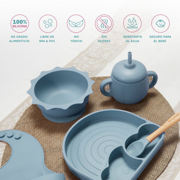 Vajilla bebé de 5 piezas con caja de regalo - Azul - Imagen 7