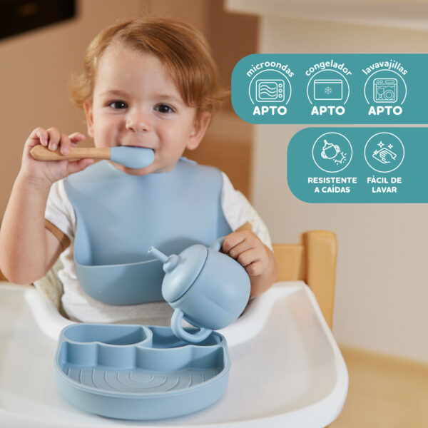 Vajilla bebé de 5 piezas con caja de regalo - Azul - Imagen 6