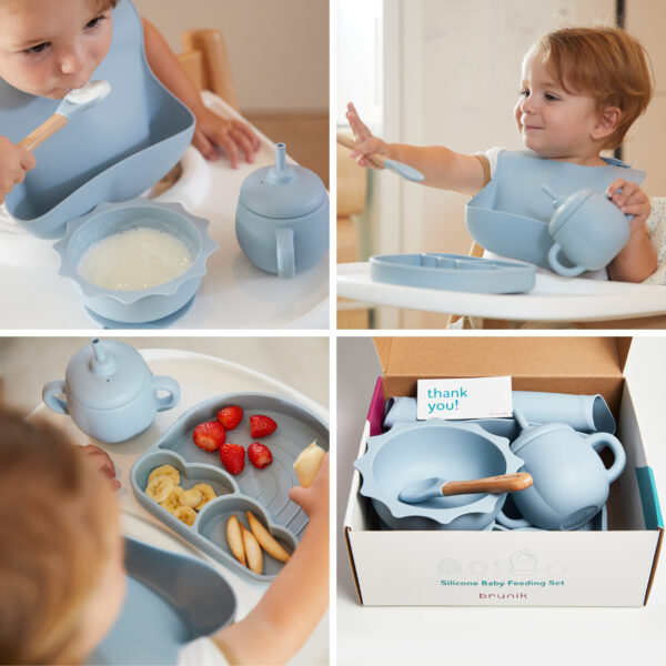 Vajilla bebé de 5 piezas con caja de regalo - Azul - Imagen 2