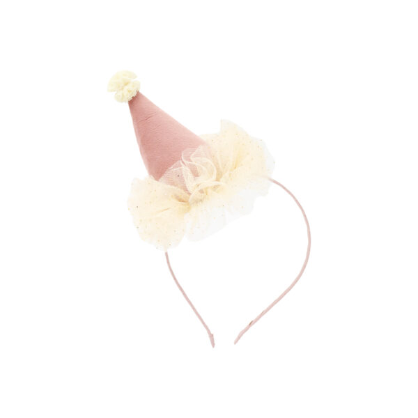 Diadema Alice con Sombrero de Fiesta Tilda (rosa y blanco)