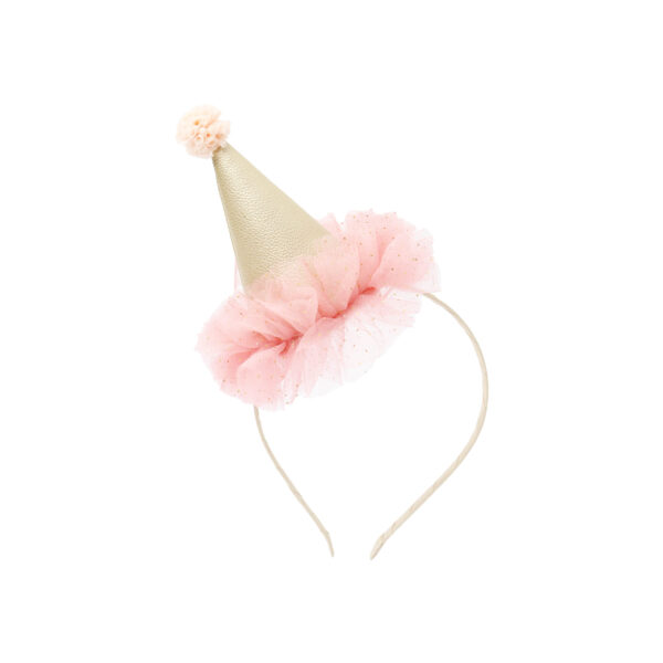 Diadema Alice con Sombrero de Fiesta Tilda (crema y rosa)