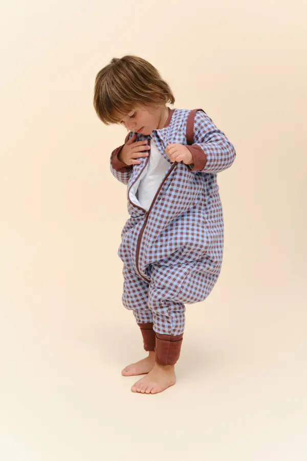 Pijama manta con calcetines antideslizantes - Vichy Brown & Blue - TOG 2.5 - Imagen 3