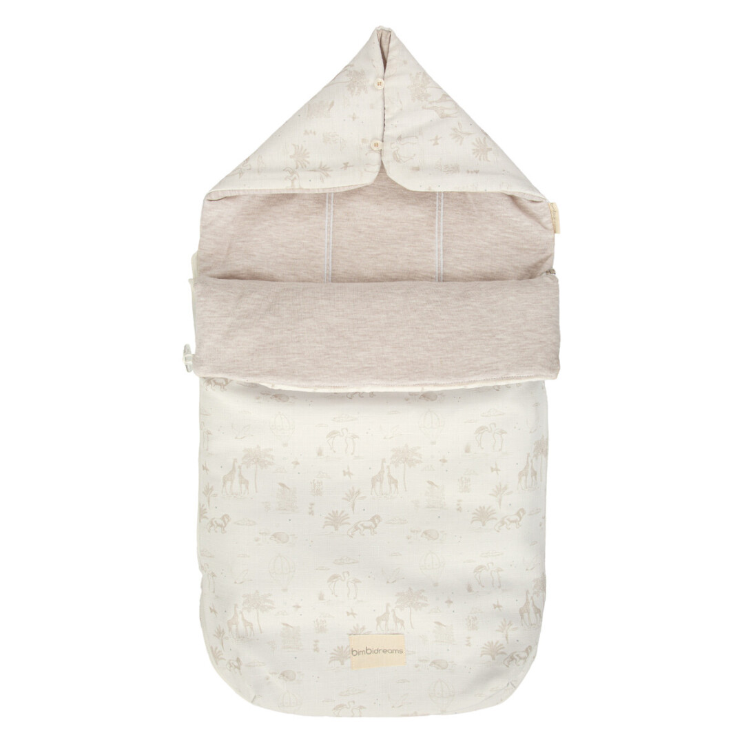 Saco Capazo con Capucha Noe Blanco/Lino BimbiDreams