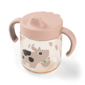 Taza con Boquilla de Aprendizaje dos Asas - Tiny Farm - Rosa