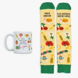 Kit Taza + Calcetines "Profe, gracias por hacerme sentir capaz" T. 36-41