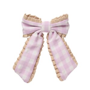 Gingham Ruffle Bow Clip