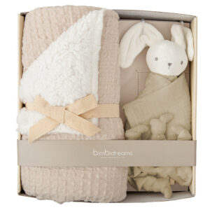 Manta Waffle/Coralina con Doudou - Set Regalo False Gris Beig