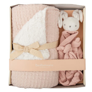Manta Waffle/Coralina con Doudou - Set Regalo False Rosa Empolvado