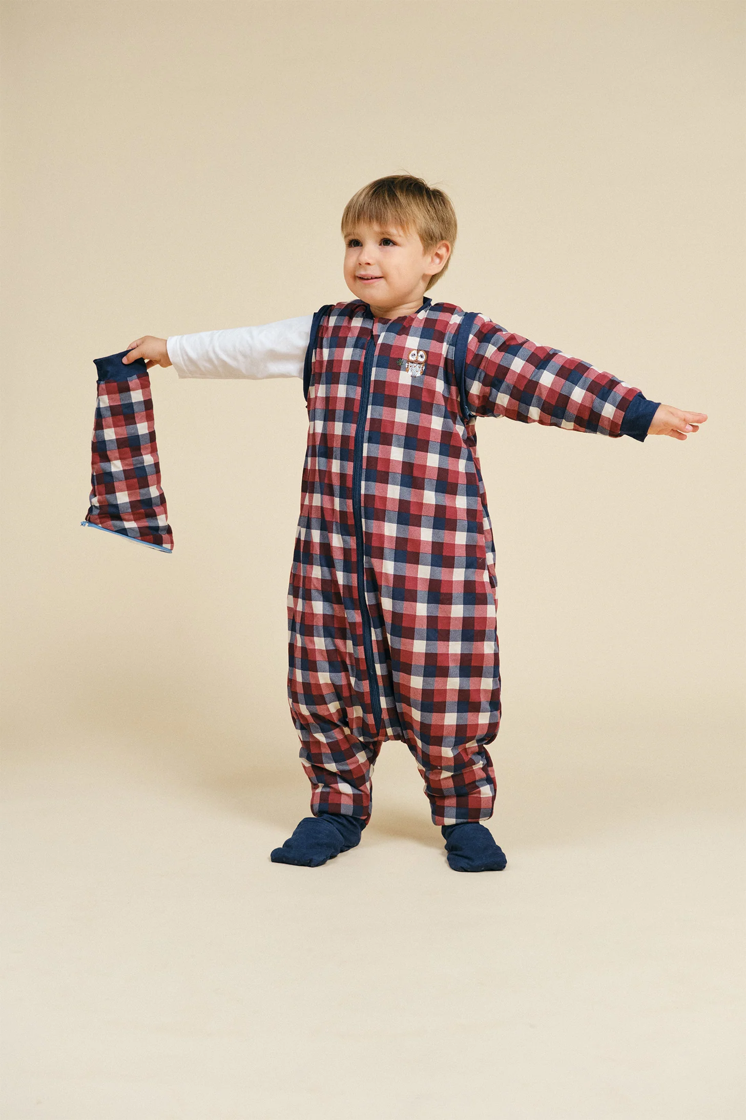 Pijama Manta con calcetines antideslizantes - Vichy red and blue - TOG 2.5 - Imagen 2