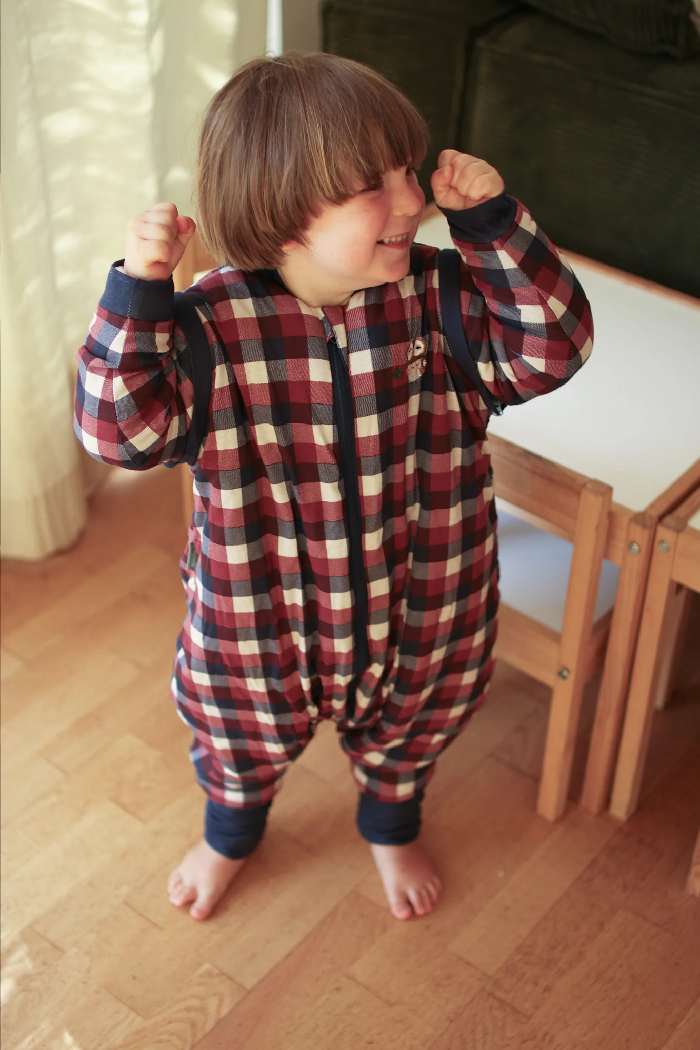 Pijama Manta con calcetines antideslizantes - Vichy red and blue - TOG 2.5 - Imagen 7