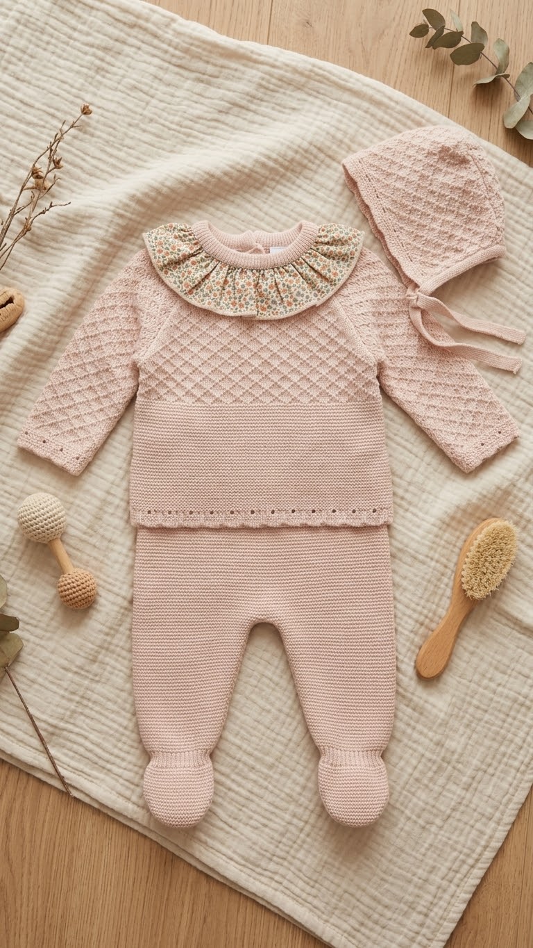 Conjunto Bebé Polaina + Capota Rosa