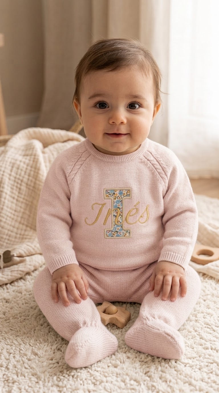 Conjunto Bebé Dos Piezas Aplique Rosa