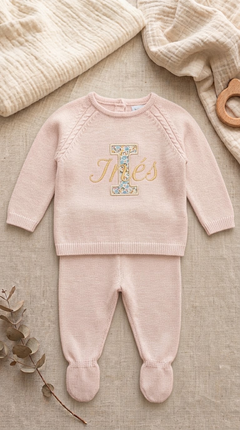Conjunto Bebé Dos Piezas Aplique Rosa - Imagen 2